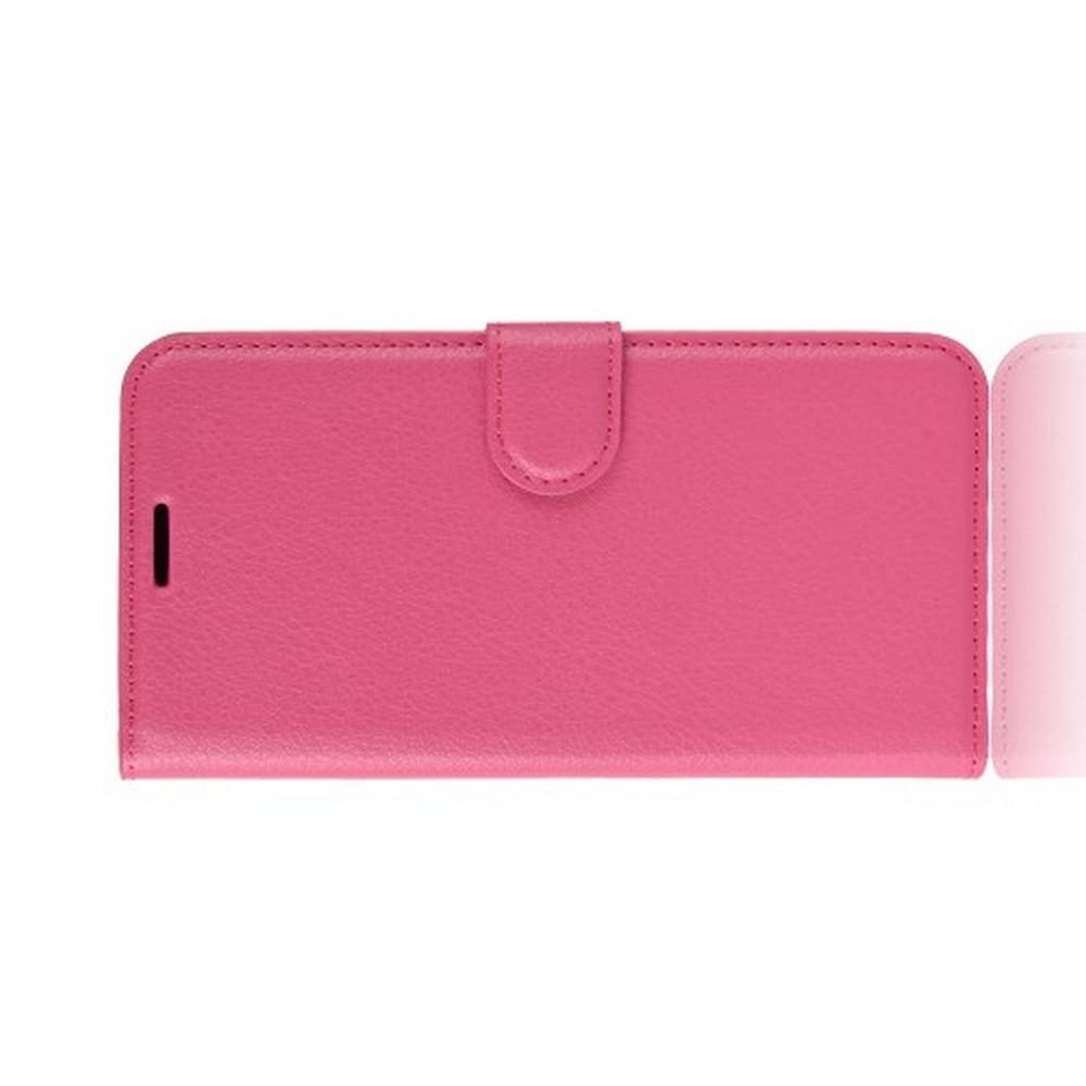 Флип чехол книжка с кошельком подставкой отделениями для карт и магнитной застежкой для Xiaomi Mi Play Розовый