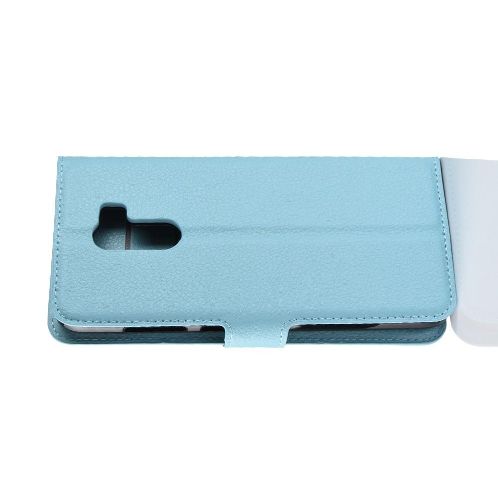 Флип чехол книжка с кошельком подставкой отделениями для карт и магнитной застежкой для Xiaomi Pocophone F1 Голубой