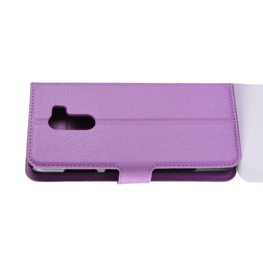 Флип чехол книжка с кошельком подставкой отделениями для карт и магнитной застежкой для Xiaomi Pocophone F1 Фиолетовый