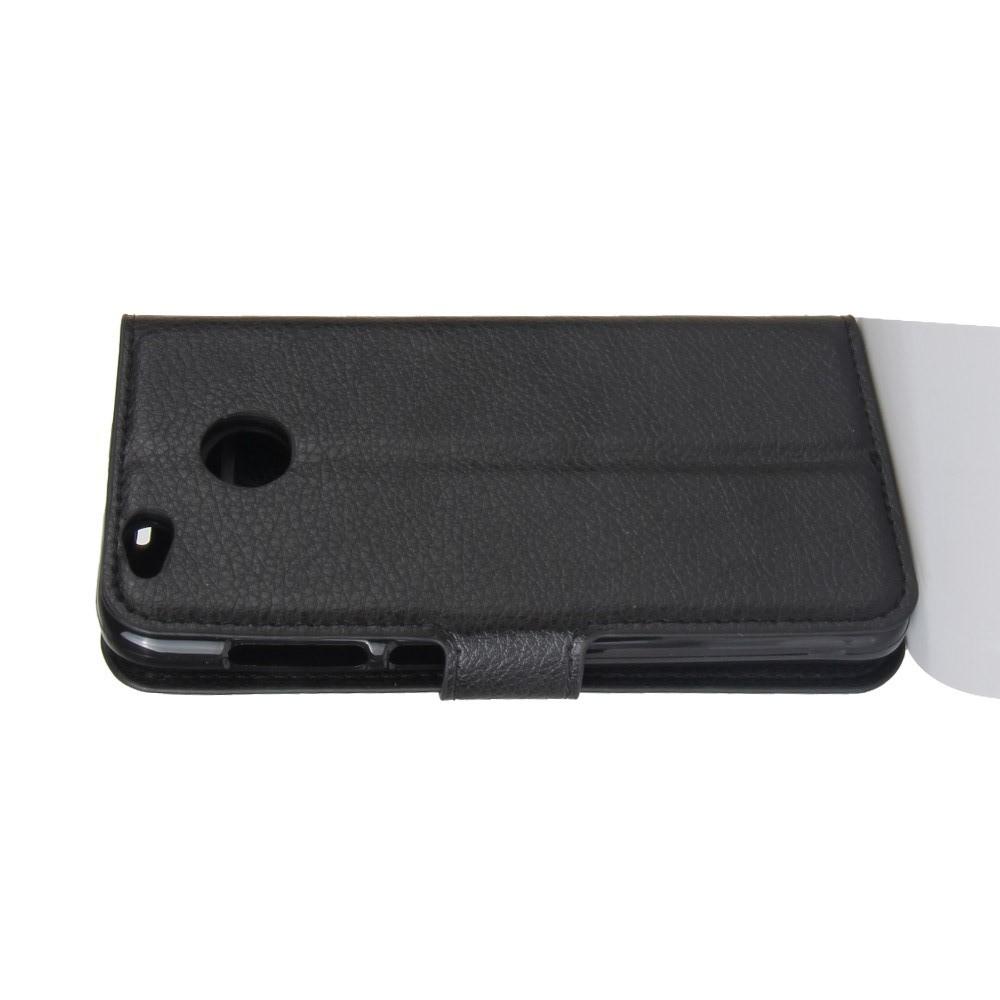 Флип чехол книжка с кошельком подставкой отделениями для карт и магнитной застежкой для Xiaomi Redmi 4X Черный