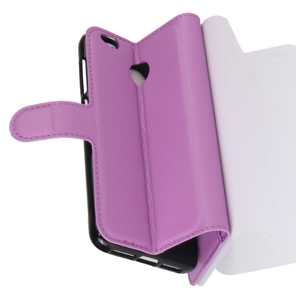 Флип чехол книжка с кошельком подставкой отделениями для карт и магнитной застежкой для Xiaomi Redmi 4X Фиолетовый