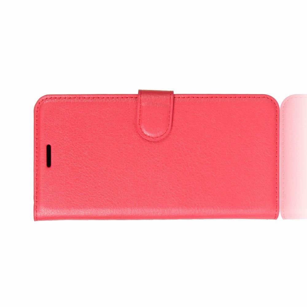 Флип чехол книжка с кошельком подставкой отделениями для карт и магнитной застежкой для Xiaomi Redmi 5 Красный