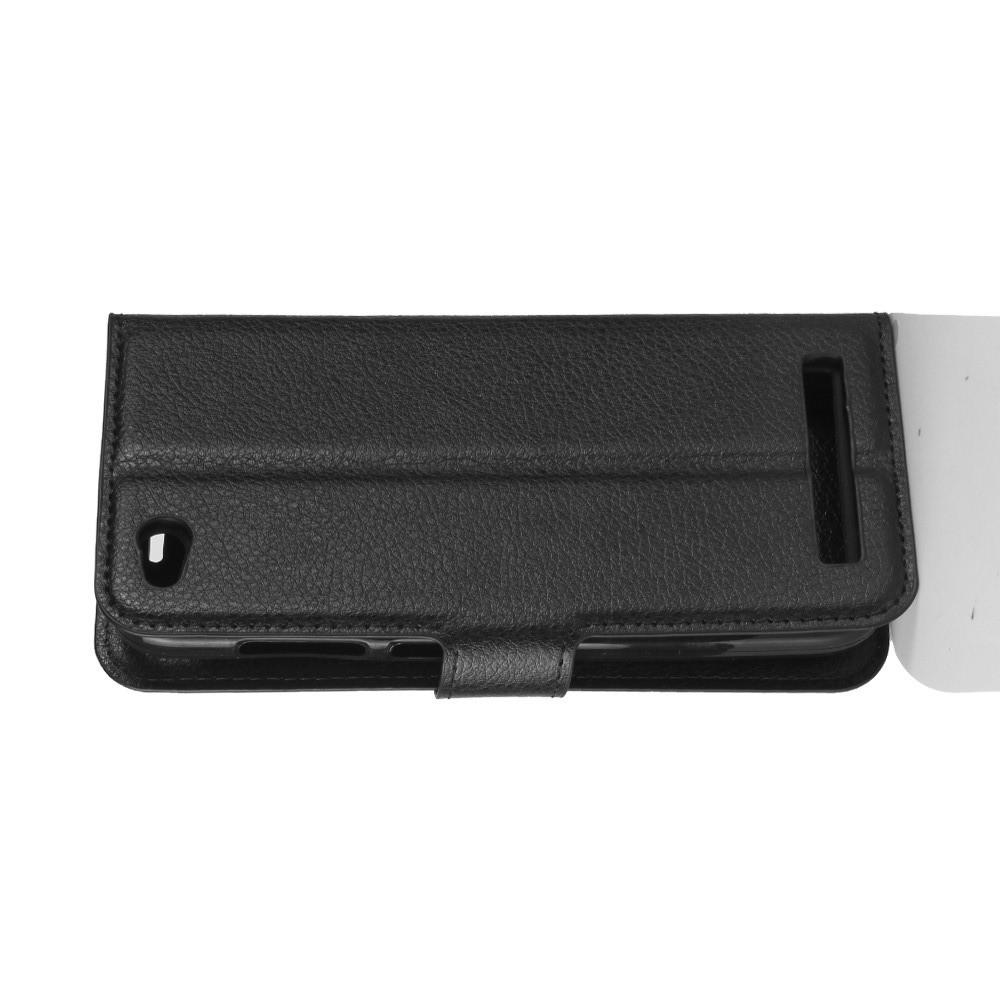 Флип чехол книжка с кошельком подставкой отделениями для карт и магнитной застежкой для Xiaomi Redmi 5a Черный
