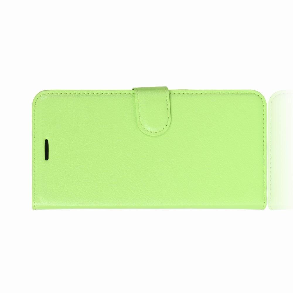 Флип чехол книжка с кошельком подставкой отделениями для карт и магнитной застежкой для Xiaomi Redmi 5a Зеленый