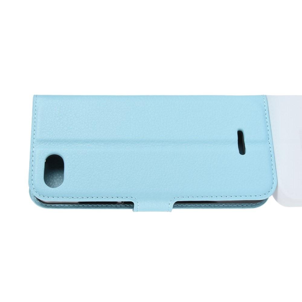 Флип чехол книжка с кошельком подставкой отделениями для карт и магнитной застежкой для Xiaomi Redmi 6A Голубой