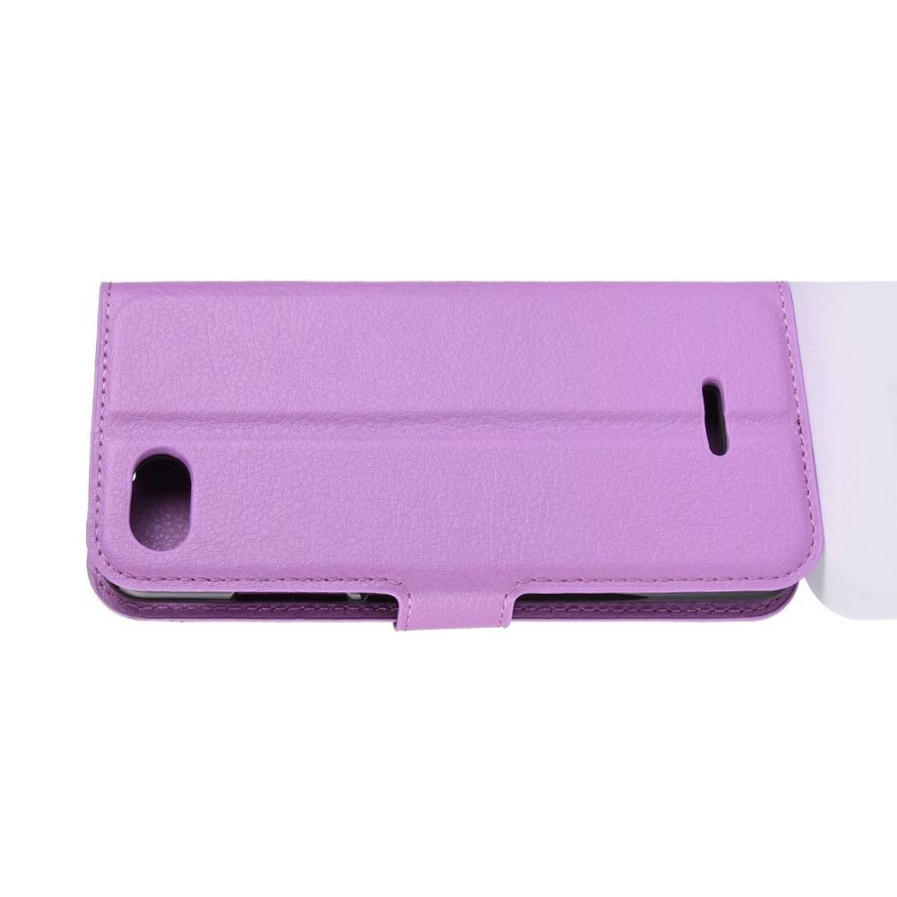 Флип чехол книжка с кошельком подставкой отделениями для карт и магнитной застежкой для Xiaomi Redmi 6A Фиолетовый