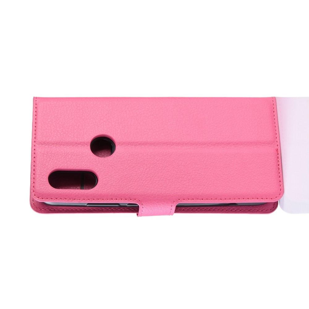 Флип чехол книжка с кошельком подставкой отделениями для карт и магнитной застежкой для Xiaomi Redmi 7 Розовый