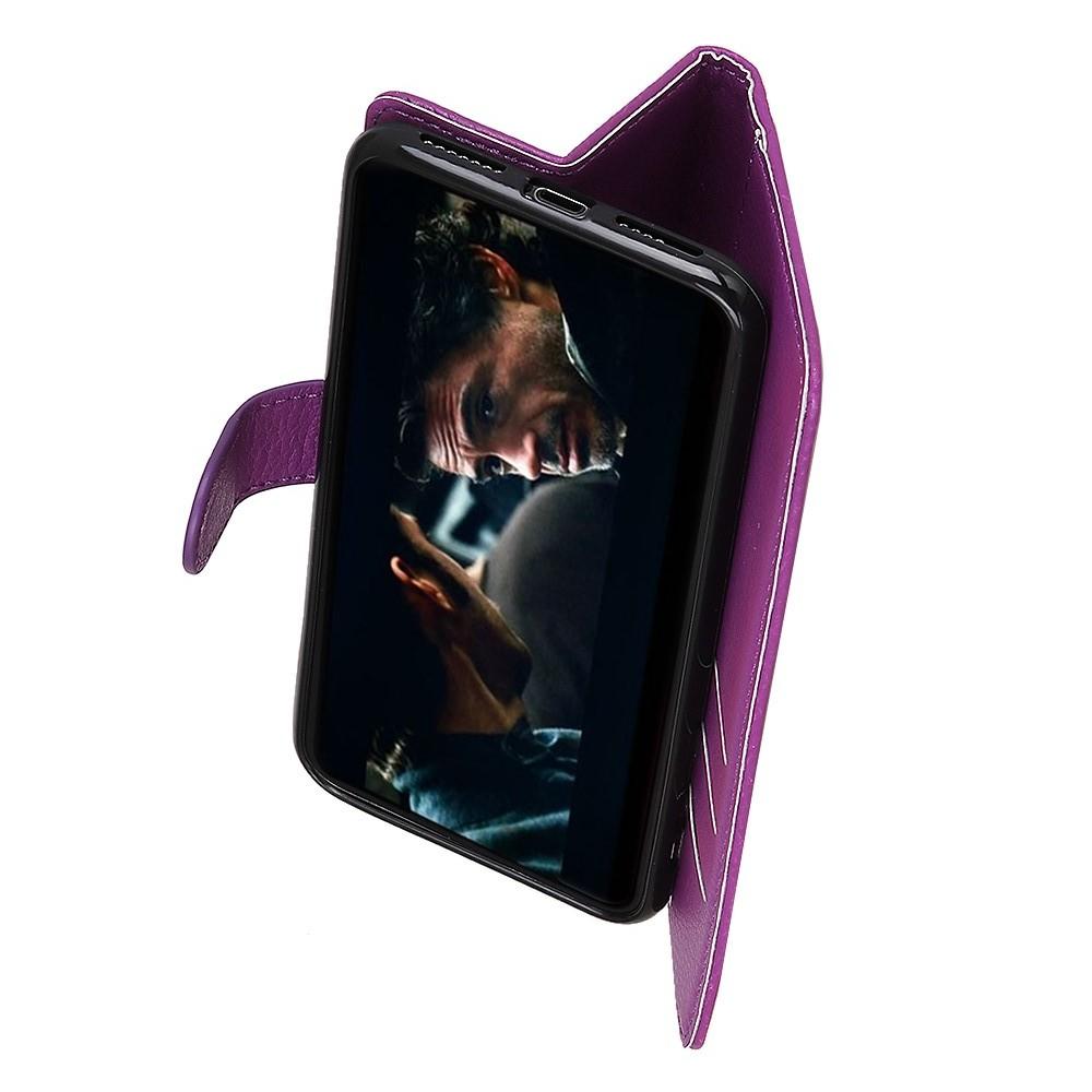 Флип чехол книжка с кошельком подставкой отделениями для карт и магнитной застежкой для Xiaomi Redmi 7A Фиолетовый