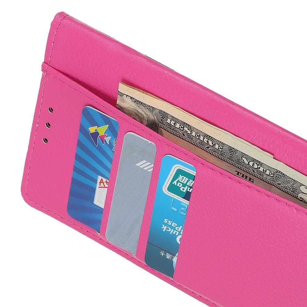 Флип чехол книжка с кошельком подставкой отделениями для карт и магнитной застежкой для Xiaomi Redmi 7A Розовый