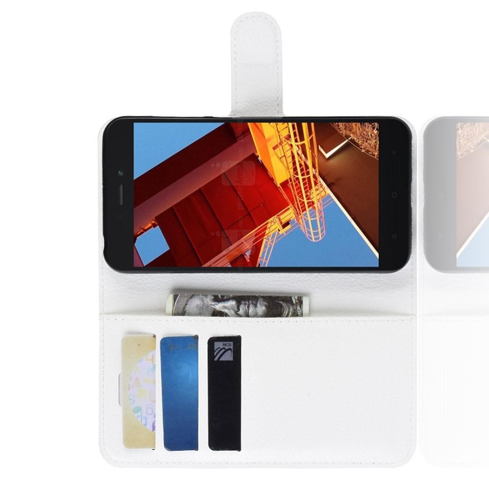 Флип чехол книжка с кошельком подставкой отделениями для карт и магнитной застежкой для Xiaomi Redmi Go Белый