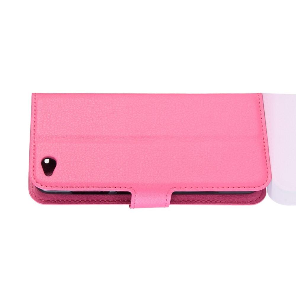 Флип чехол книжка с кошельком подставкой отделениями для карт и магнитной застежкой для Xiaomi Redmi Go Розовый