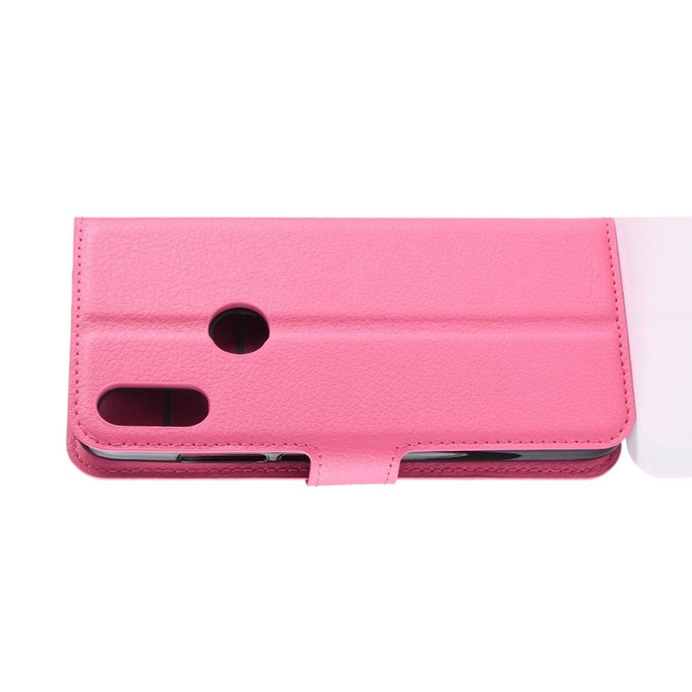 Флип чехол книжка с кошельком подставкой отделениями для карт и магнитной застежкой для Xiaomi Redmi Note 7 / Note 7 Pro Розовый