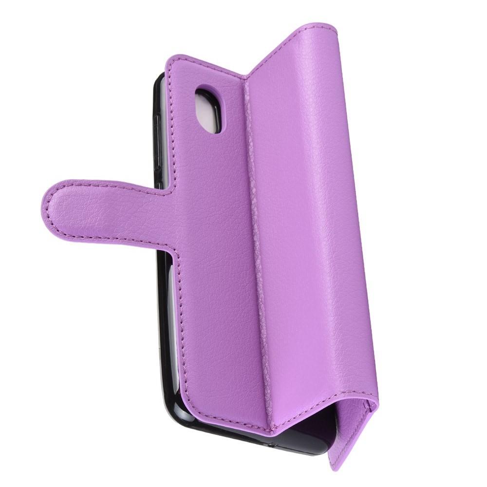 Флип чехол книжка с кошельком подставкой отделениями для карт и магнитной застежкой для ZTE Blade A3 2019 Фиолетовый