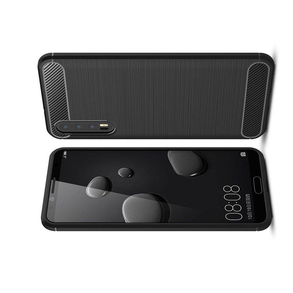 Carbon Fibre Силиконовый матовый бампер чехол для Huawei P20 Pro Черный