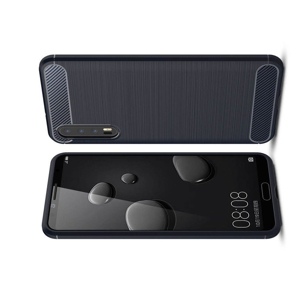 Carbon Fibre Силиконовый матовый бампер чехол для Huawei P20 Pro Синий