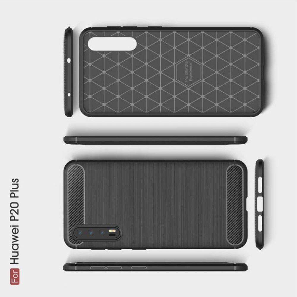 Carbon Fibre Силиконовый матовый бампер чехол для Huawei P20 Pro Черный