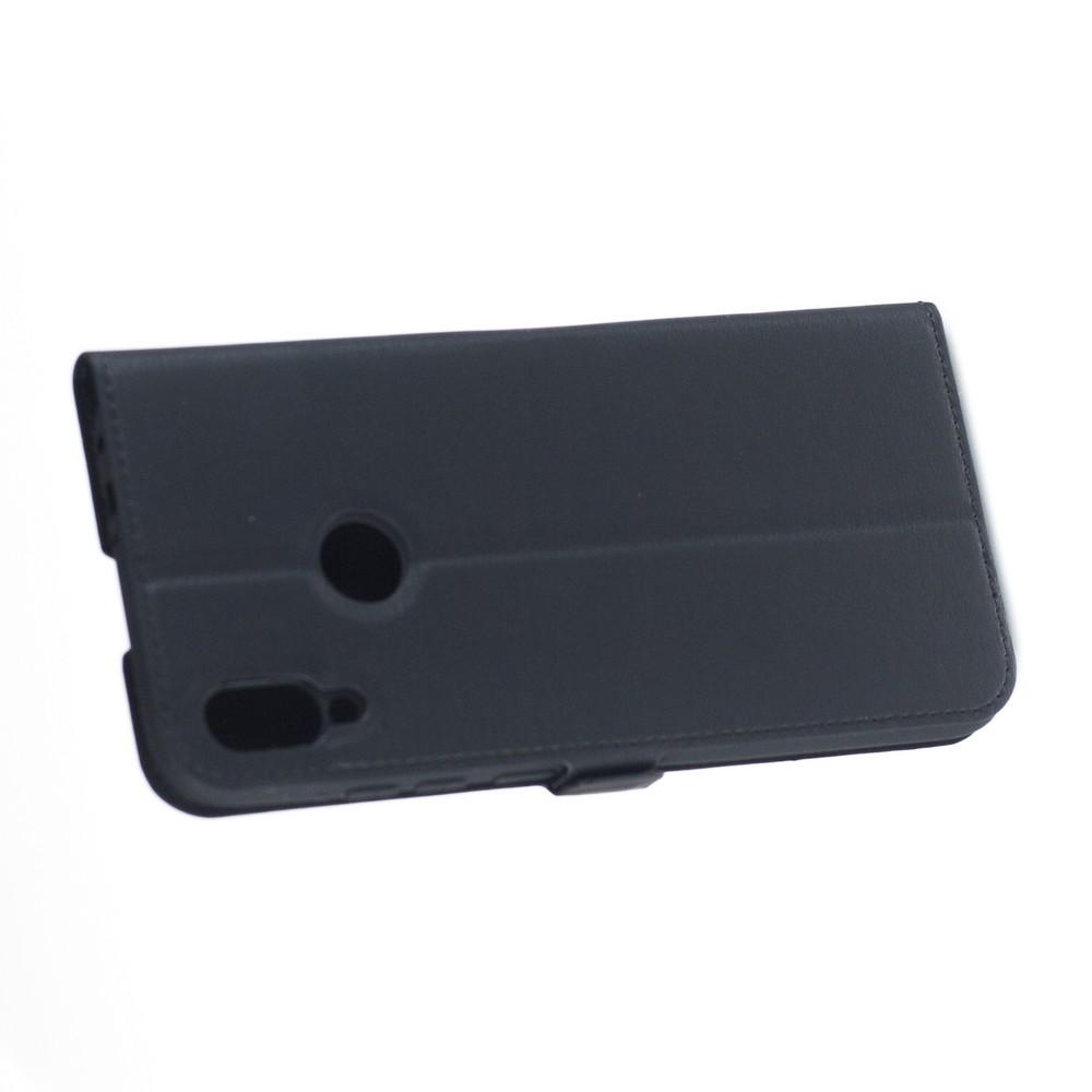 Горизонтальный Искусственно Кожаный Премиум DF Флип Чехол Книжка для Xiaomi Redmi Note 7 / Note 7 Pro с Боковой Магнитной Застежкой Черный