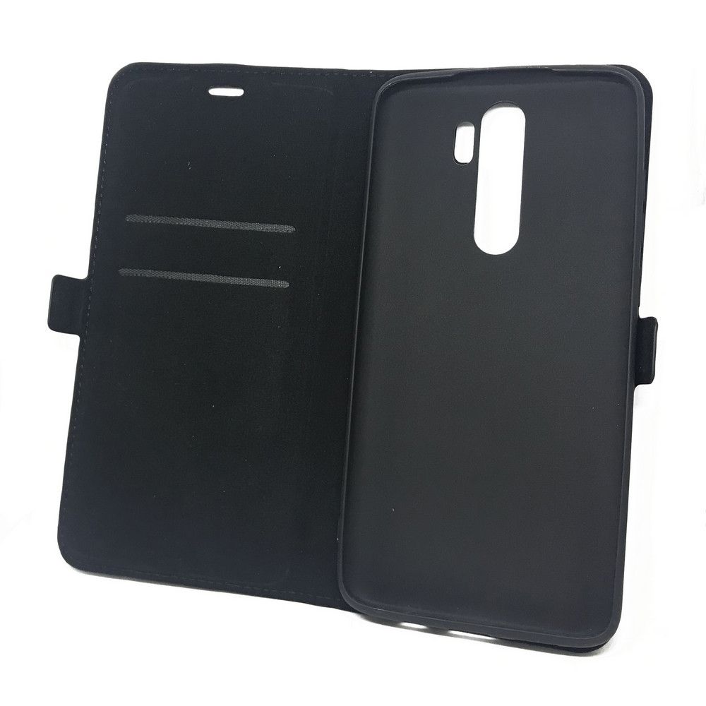 Горизонтальный Искусственно Кожаный Премиум DF Флип Чехол Книжка для Xiaomi Redmi Note 8 Pro с Боковой Магнитной Застежкой Черный