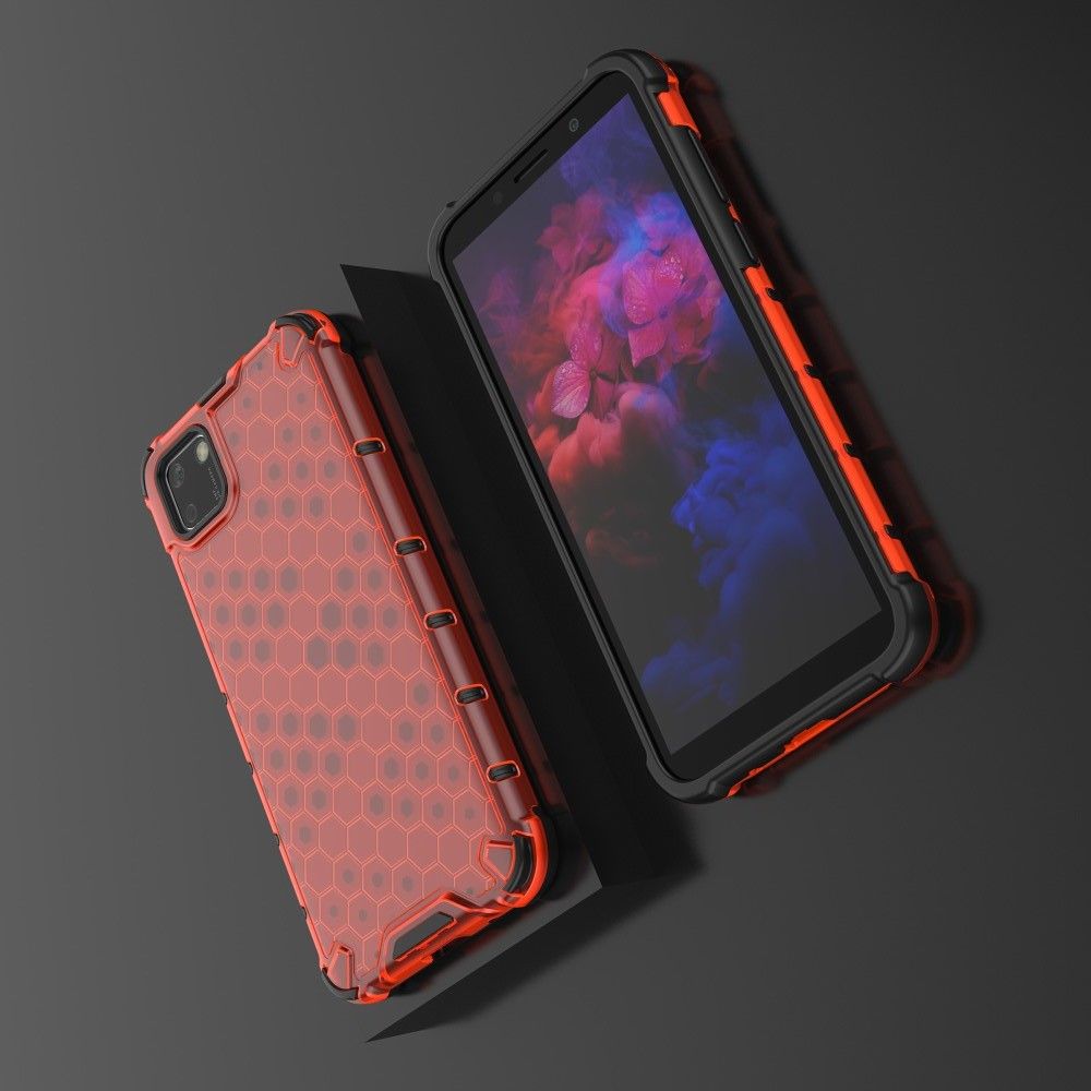 Honeycomb Противоударный Защитный Силиконовый Чехол для Телефона TPU для Huawei Y5p / Honor 9S Красный