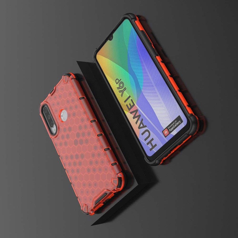 Honeycomb Противоударный Защитный Силиконовый Чехол для Телефона TPU для Huawei Y6p Красный