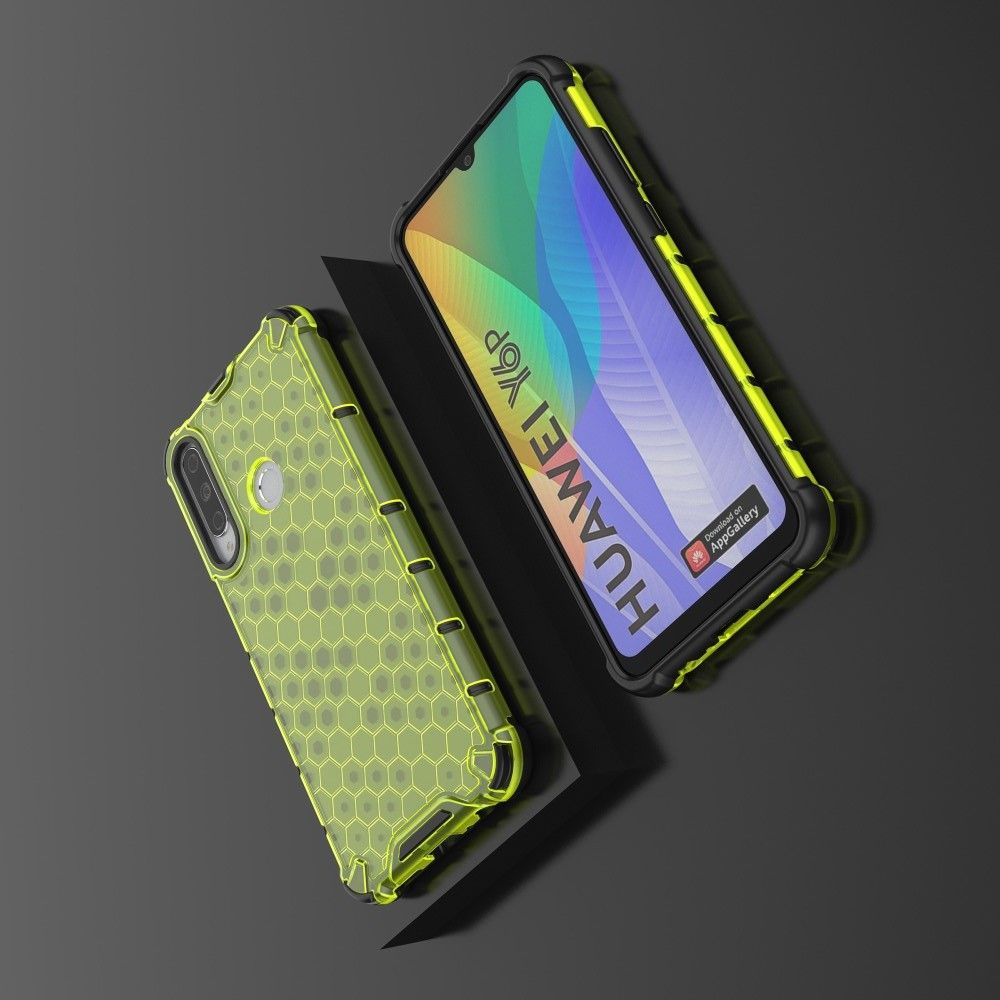 Honeycomb Противоударный Защитный Силиконовый Чехол для Телефона TPU для Huawei Y6p Зеленый