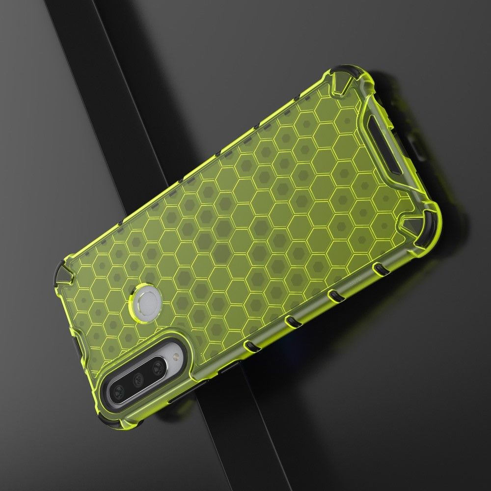 Honeycomb Противоударный Защитный Силиконовый Чехол для Телефона TPU для Huawei Y6p Зеленый