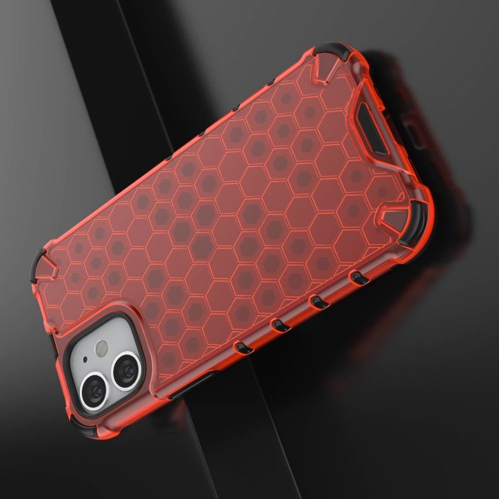 Honeycomb Противоударный Защитный Силиконовый Чехол для Телефона TPU для iPhone 12 mini Красный