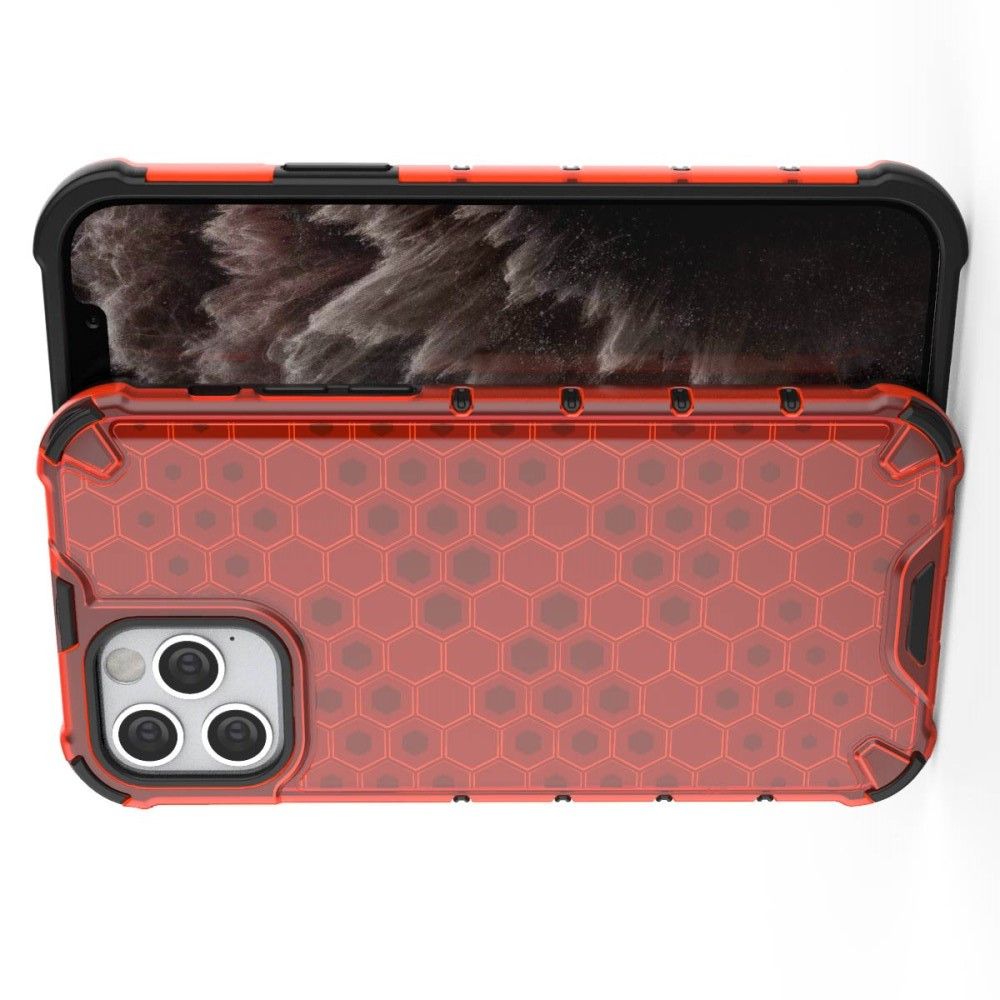 Honeycomb Противоударный Защитный Силиконовый Чехол для Телефона TPU для iPhone 12 / 12 Pro Красный