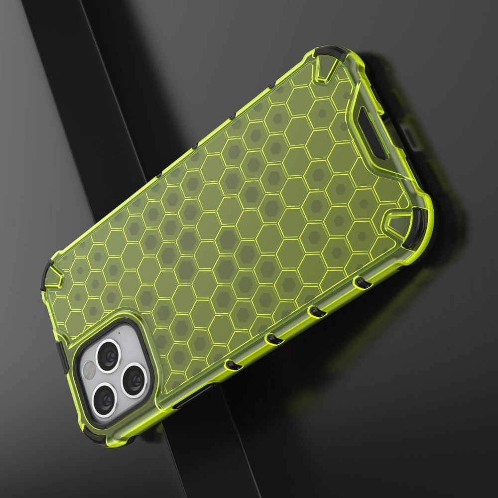 Honeycomb Противоударный Защитный Силиконовый Чехол для Телефона TPU для iPhone 12 / 12 Pro Зеленый