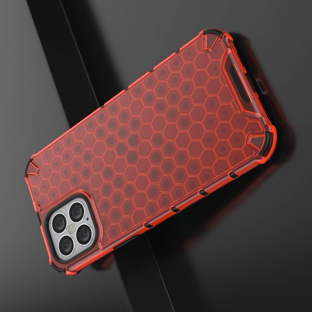 Honeycomb Противоударный Защитный Силиконовый Чехол для Телефона TPU для iPhone 12 Pro Max 6.7 Красный