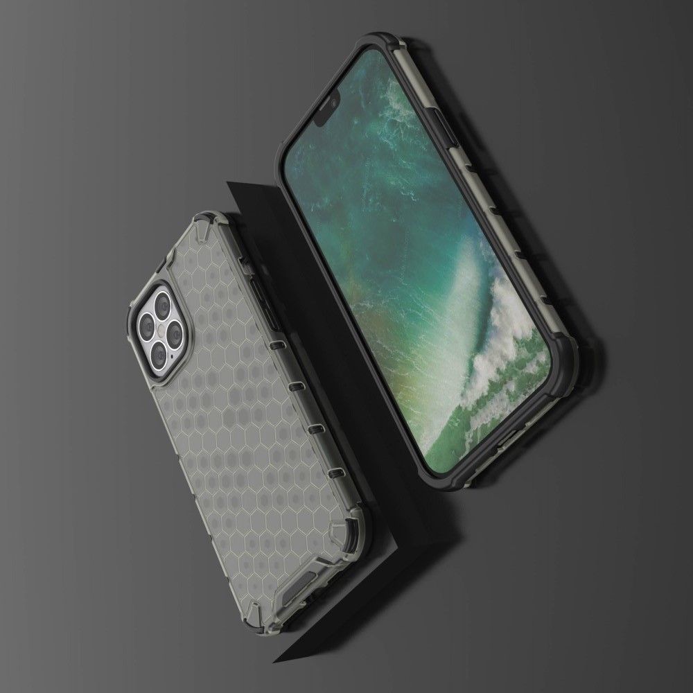 Honeycomb Противоударный Защитный Силиконовый Чехол для Телефона TPU для iPhone 12 Pro Max 6.7 Серый