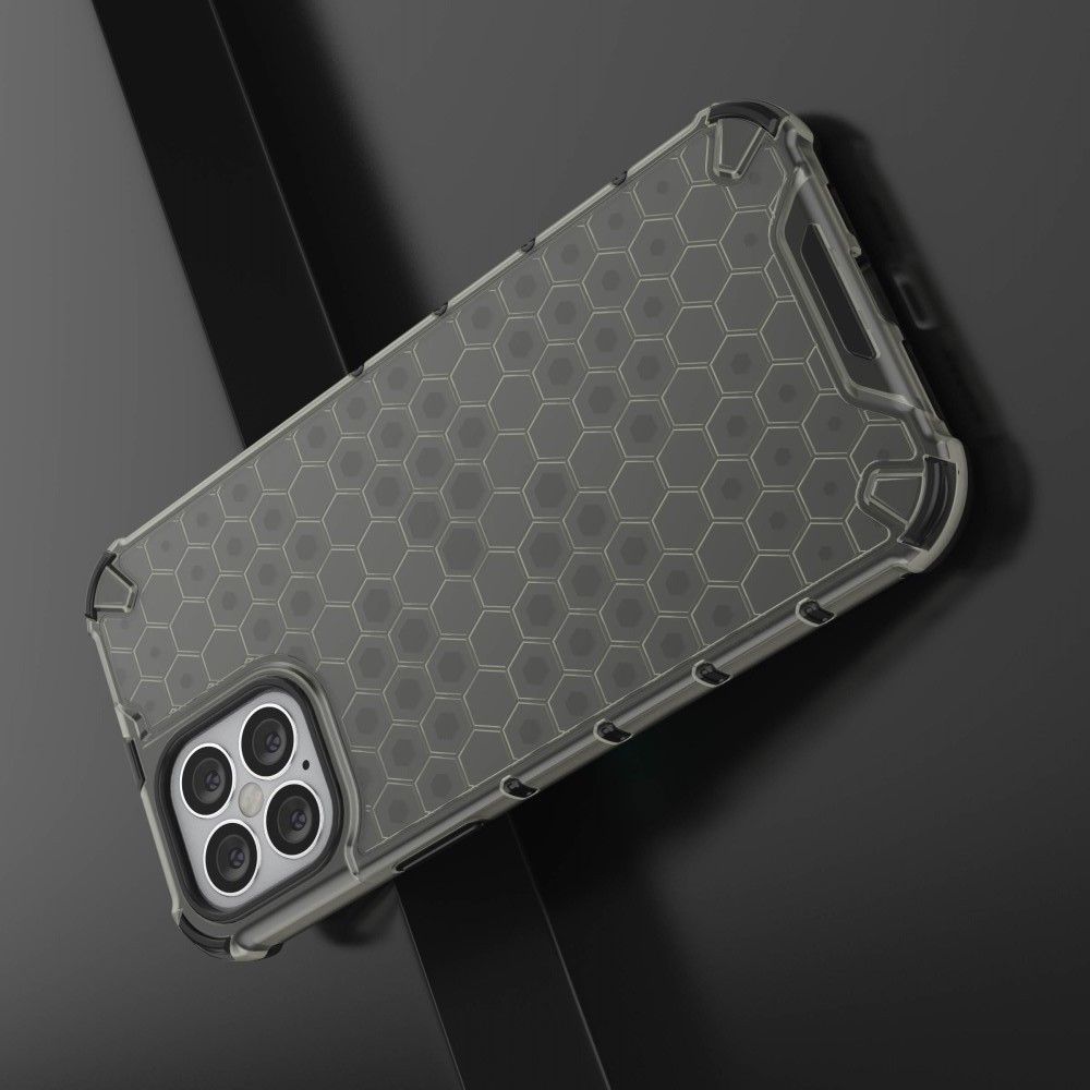 Honeycomb Противоударный Защитный Силиконовый Чехол для Телефона TPU для iPhone 12 Pro Max 6.7 Серый