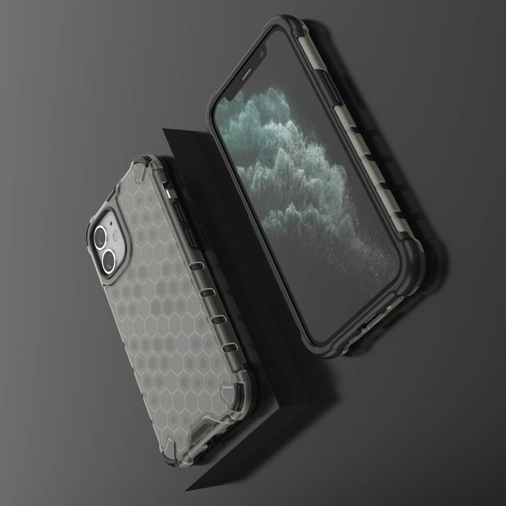 Honeycomb Противоударный Защитный Силиконовый Чехол для Телефона TPU для iPhone 12 mini Серый