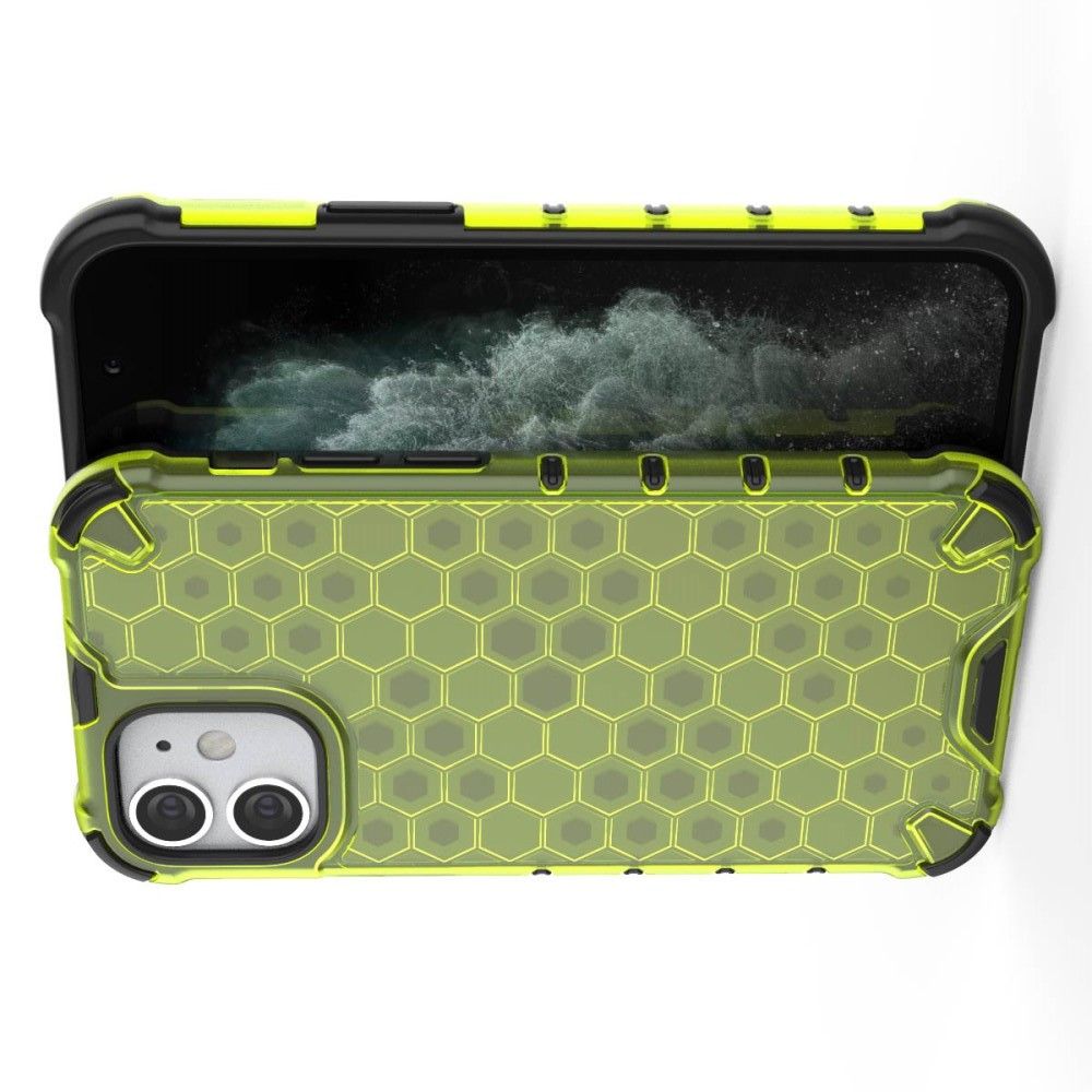 Honeycomb Противоударный Защитный Силиконовый Чехол для Телефона TPU для iPhone 12 mini Зеленый
