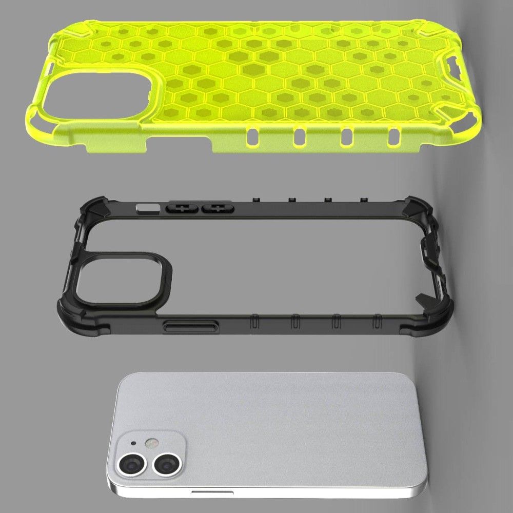 Honeycomb Противоударный Защитный Силиконовый Чехол для Телефона TPU для iPhone 12 mini Зеленый