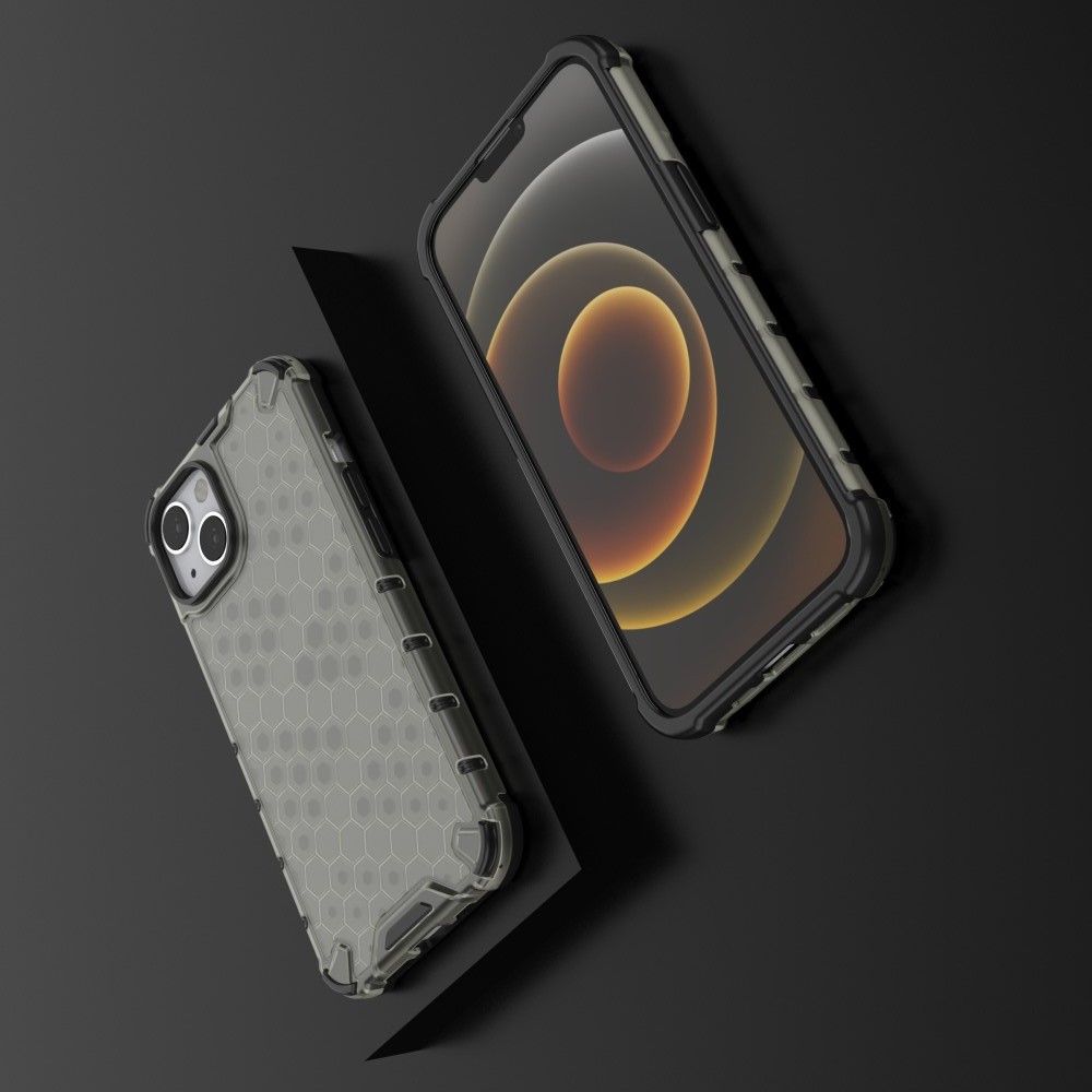 Honeycomb Противоударный Защитный Силиконовый Чехол для Телефона TPU для iPhone 13 Черный