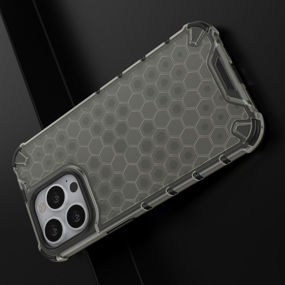 Honeycomb Противоударный Защитный Силиконовый Чехол для Телефона TPU для iPhone 13 Pro Черный