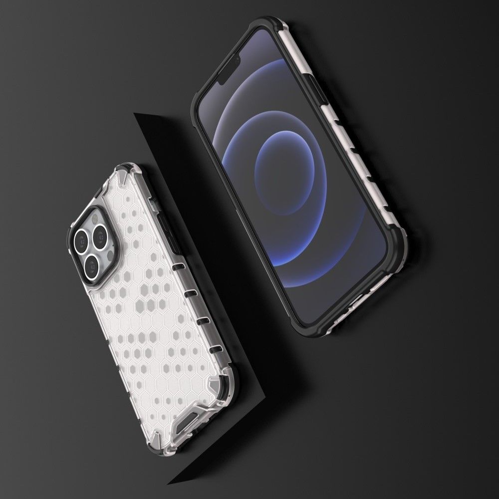 Honeycomb Противоударный Защитный Силиконовый Чехол для Телефона TPU для iPhone 13 Pro Серый
