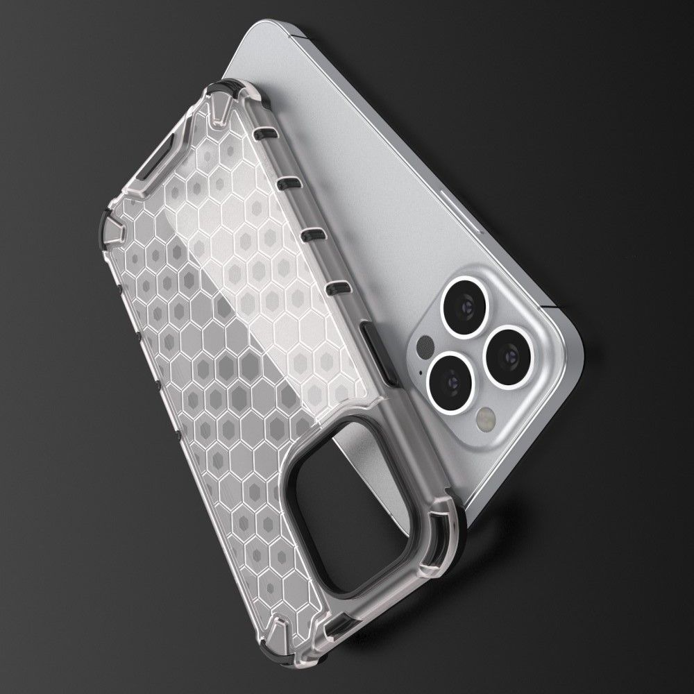 Honeycomb Противоударный Защитный Силиконовый Чехол для Телефона TPU для iPhone 13 Pro Серый