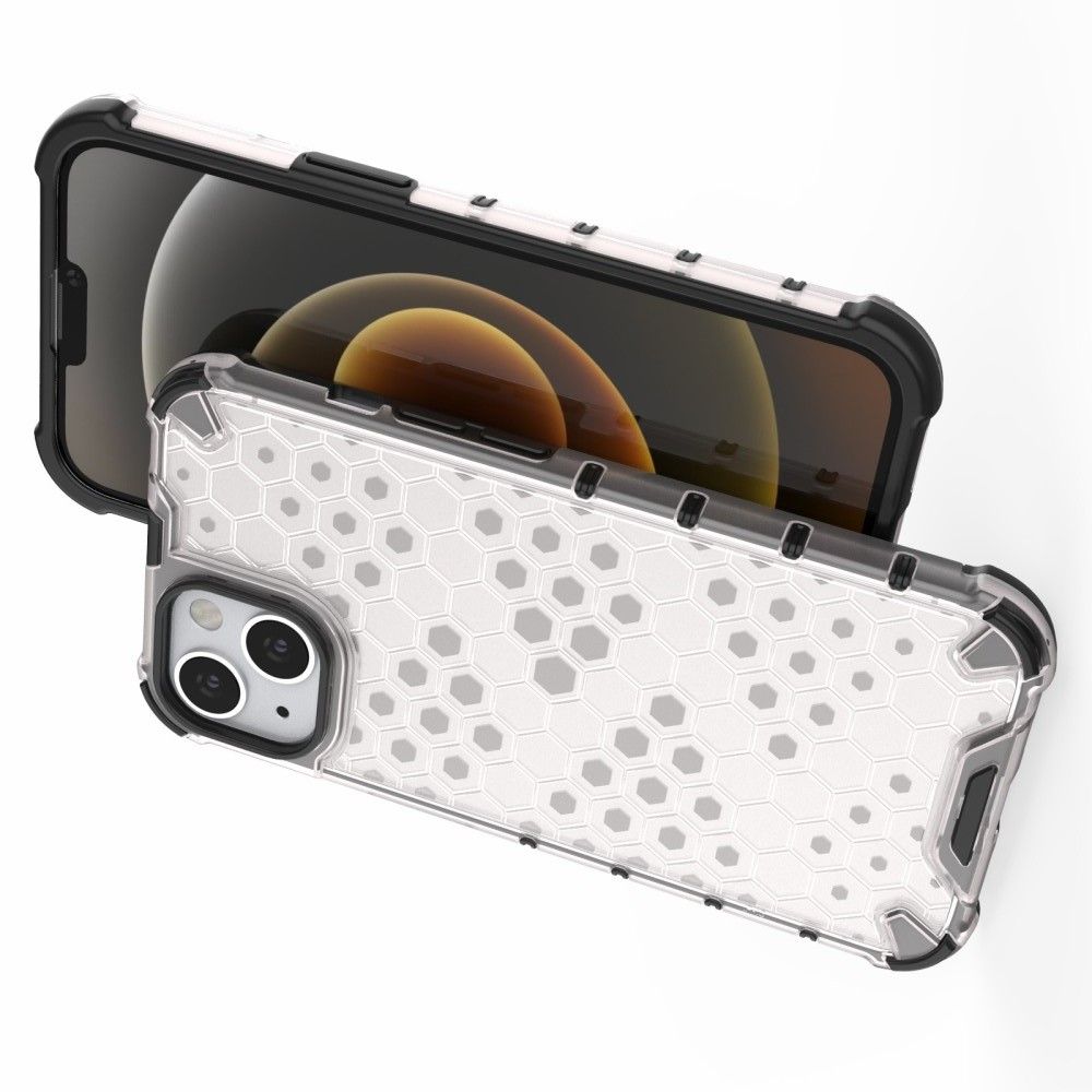 Honeycomb Противоударный Защитный Силиконовый Чехол для Телефона TPU для iPhone 13 Серый