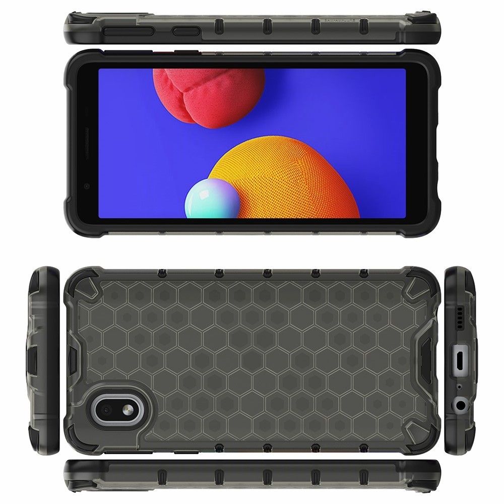 Honeycomb Противоударный Защитный Силиконовый Чехол для Телефона TPU для Samsung Galaxy A01 Core Черный