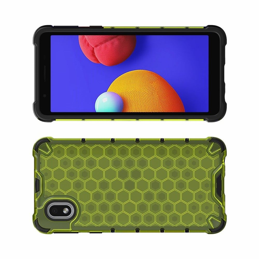 Honeycomb Противоударный Защитный Силиконовый Чехол для Телефона TPU для Samsung Galaxy A01 Core Зеленый