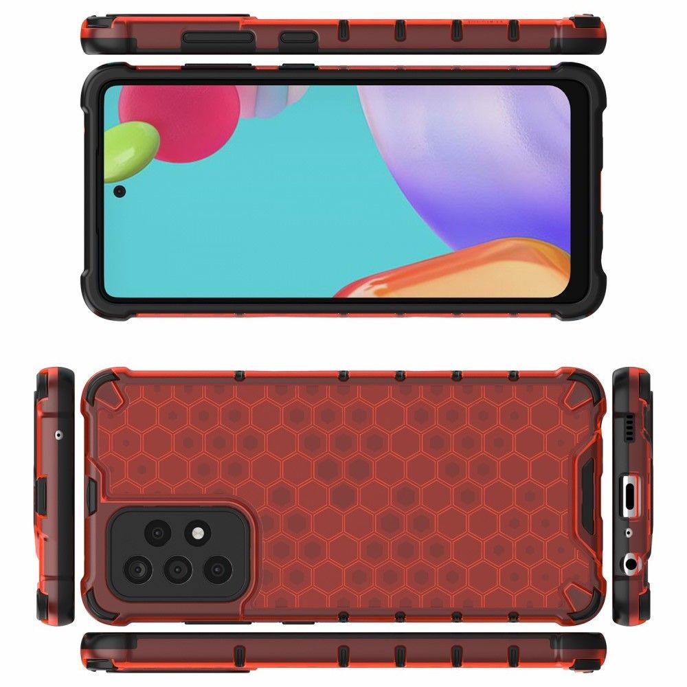Honeycomb Противоударный Защитный Силиконовый Чехол для Телефона TPU для Samsung Galaxy A52 Красный