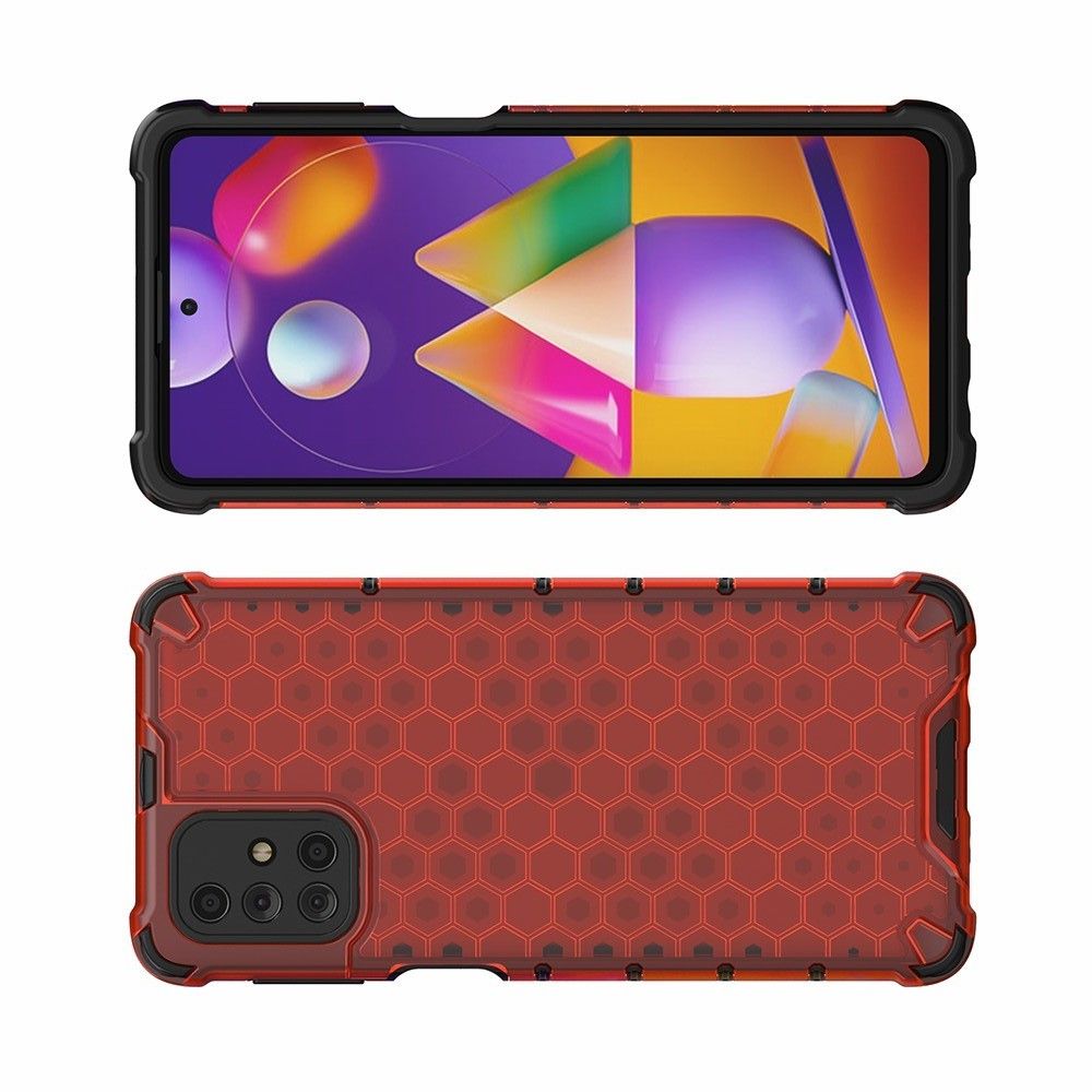 Honeycomb Противоударный Защитный Силиконовый Чехол для Телефона TPU для Samsung Galaxy M31s Красный