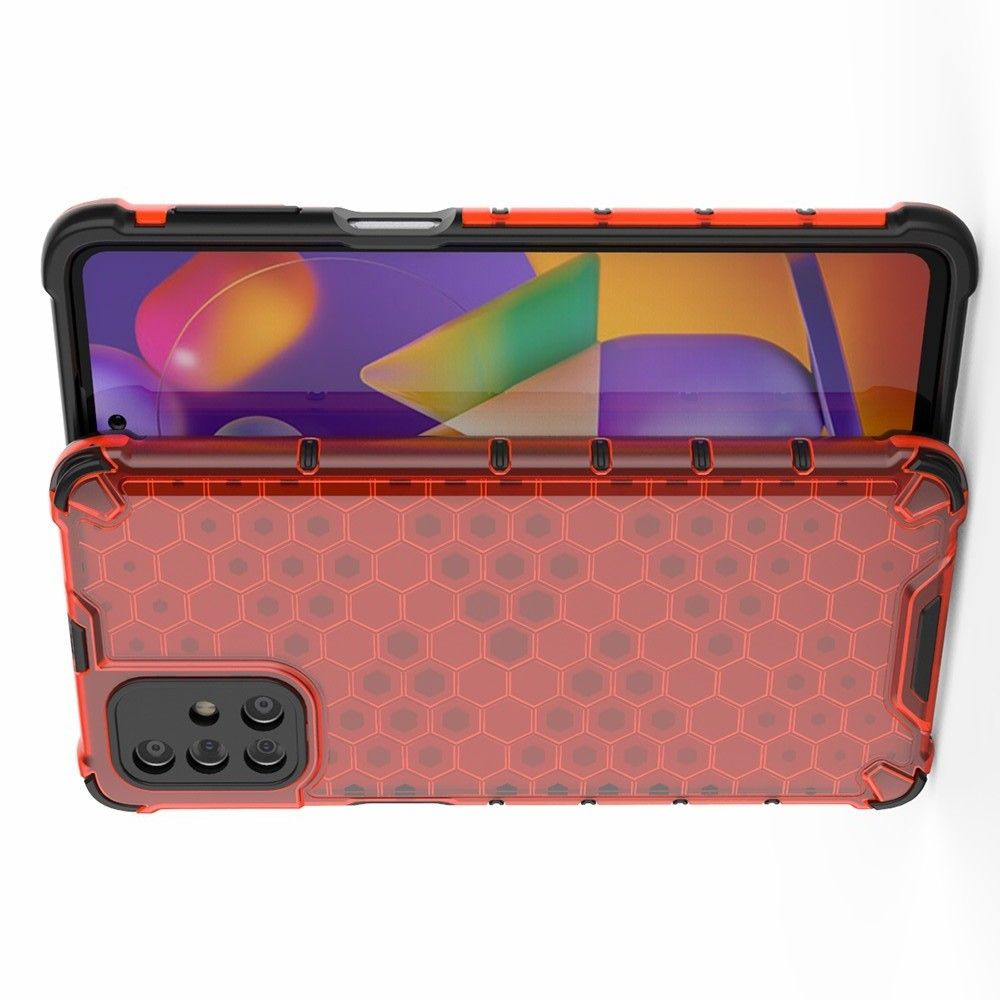 Honeycomb Противоударный Защитный Силиконовый Чехол для Телефона TPU для Samsung Galaxy M31s Красный