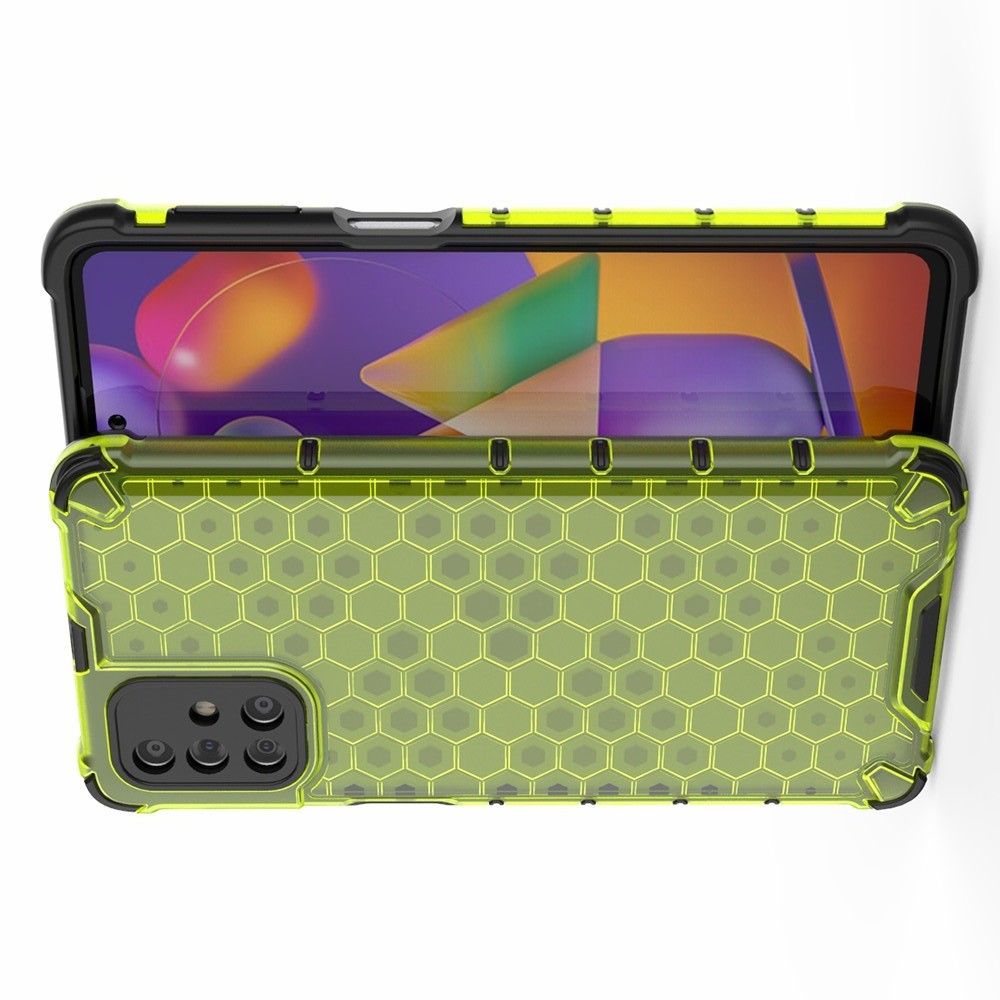 Honeycomb Противоударный Защитный Силиконовый Чехол для Телефона TPU для Samsung Galaxy M31s Зеленый