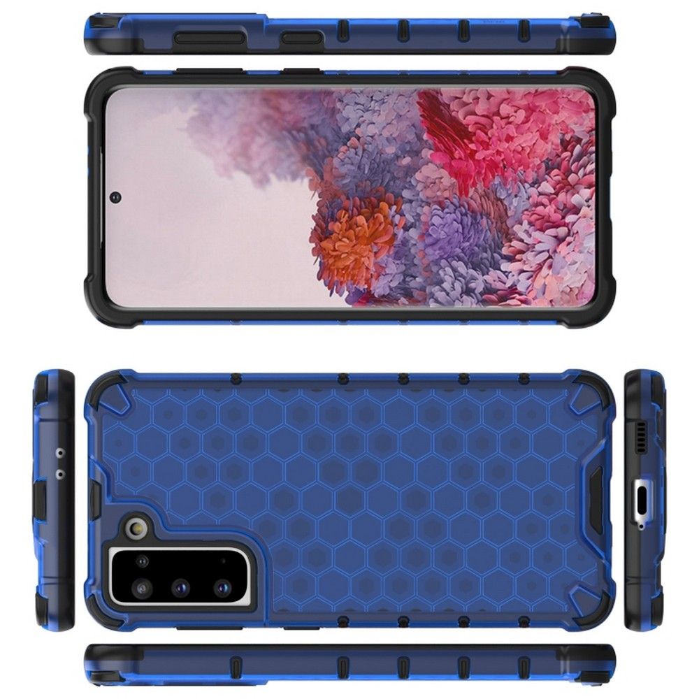 Honeycomb Противоударный Защитный Силиконовый Чехол для Телефона TPU для Samsung Galaxy S21 Синий