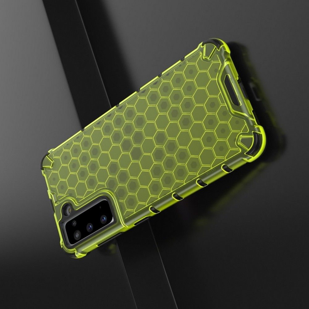 Honeycomb Противоударный Защитный Силиконовый Чехол для Телефона TPU для Samsung Galaxy S21 Желтый
