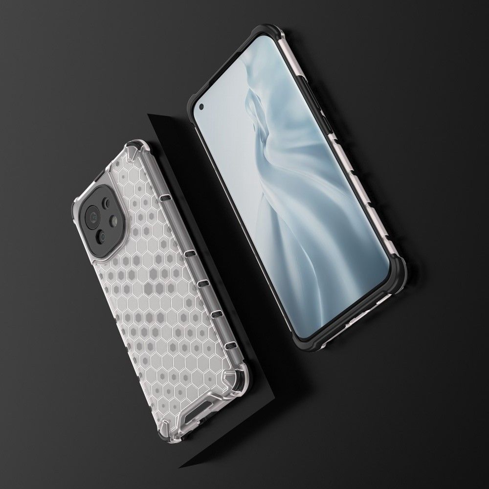 Honeycomb Противоударный Защитный Силиконовый Чехол для Телефона TPU для Xiaomi Mi 11 Серый