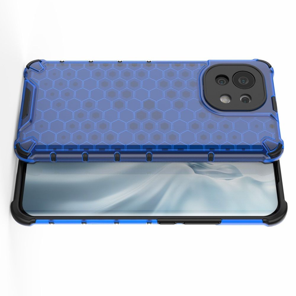Honeycomb Противоударный Защитный Силиконовый Чехол для Телефона TPU для Xiaomi Mi 11 Синий